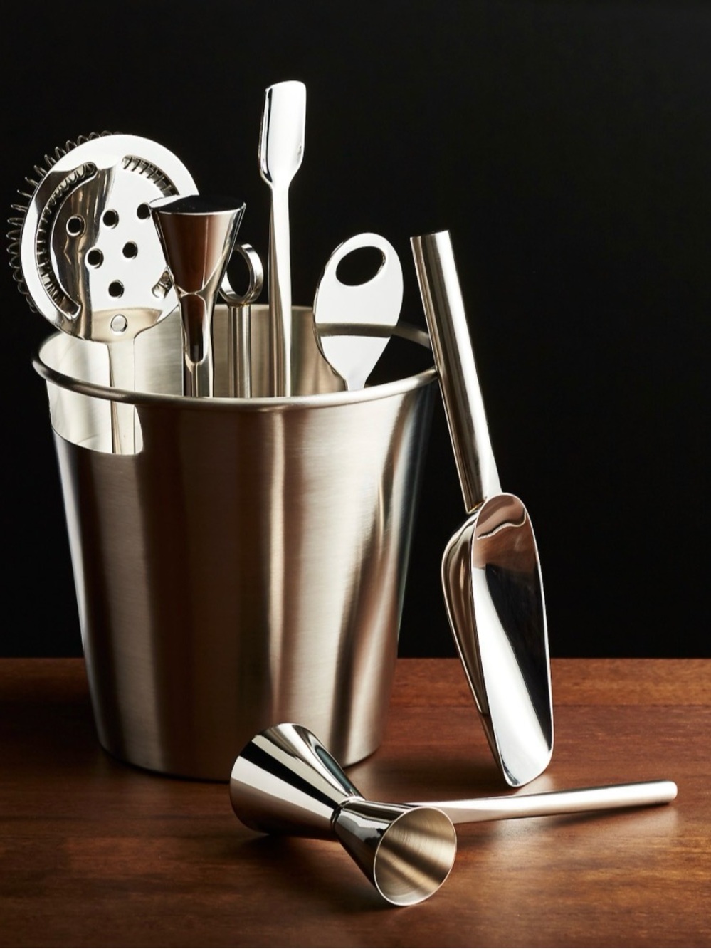 Crate and Barrel Stainless Steel Bar Tool Set with Silver Finish - Picture 2 of 3